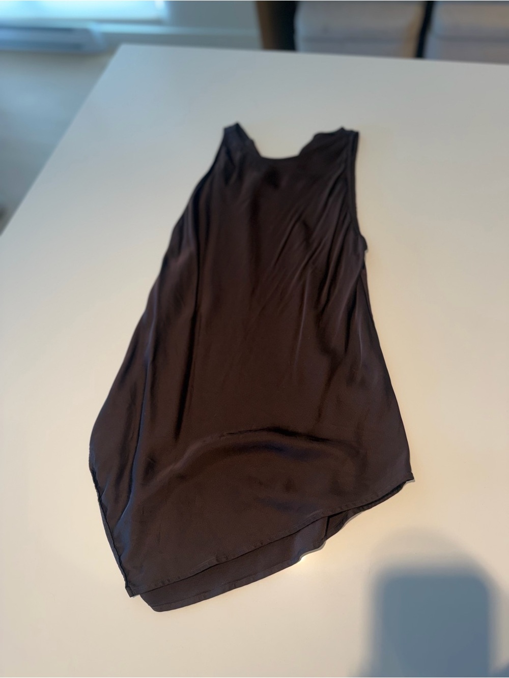 Massimo ditto silk brownWomenโs Sleeveless Asymmetric Tank Top